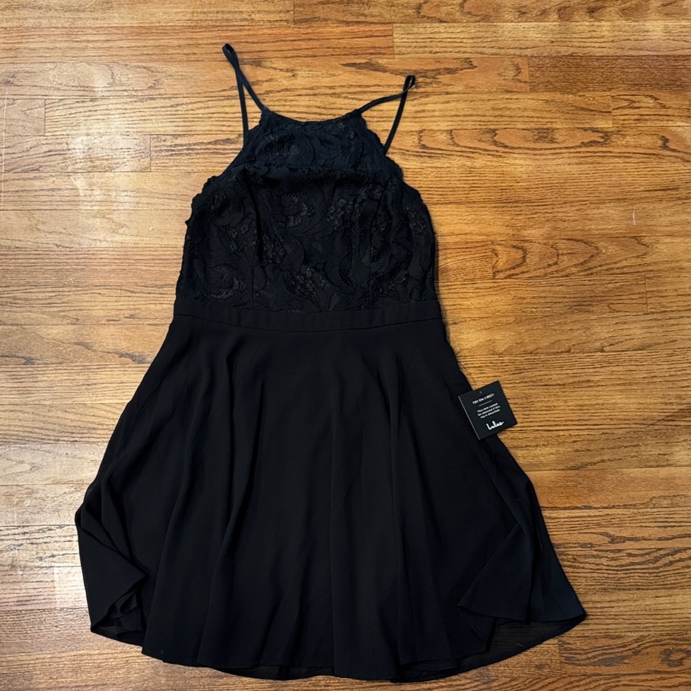 Lulu's Black Lace Mini Dress
